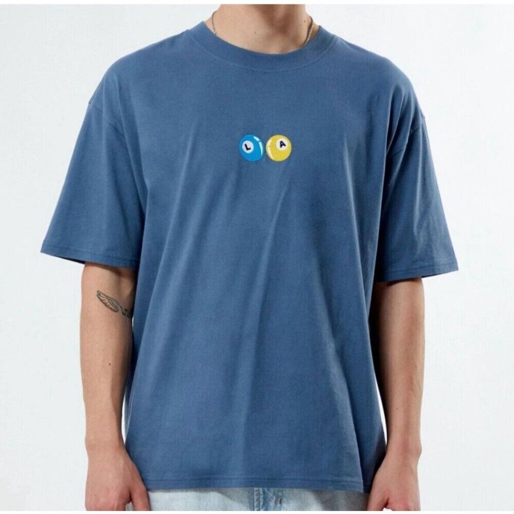 NWT Size Medium Men’s PacSun Los Angeles Tee Shirt Dark Blue With Embroidery